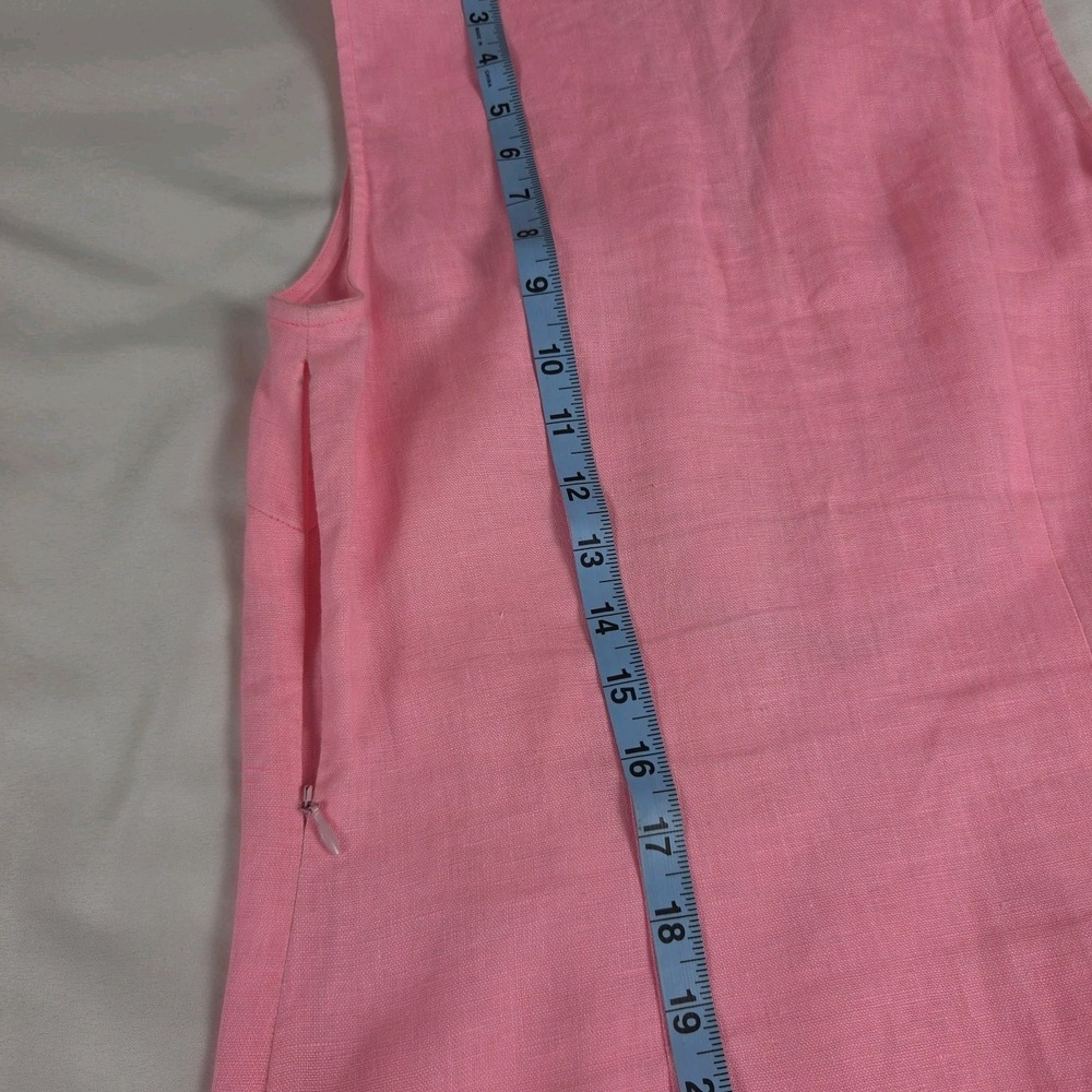 STS Sail To Sable Linen Dress 60s Inspired Pink & Green Sleeveless  XS - Picture 7 of 8